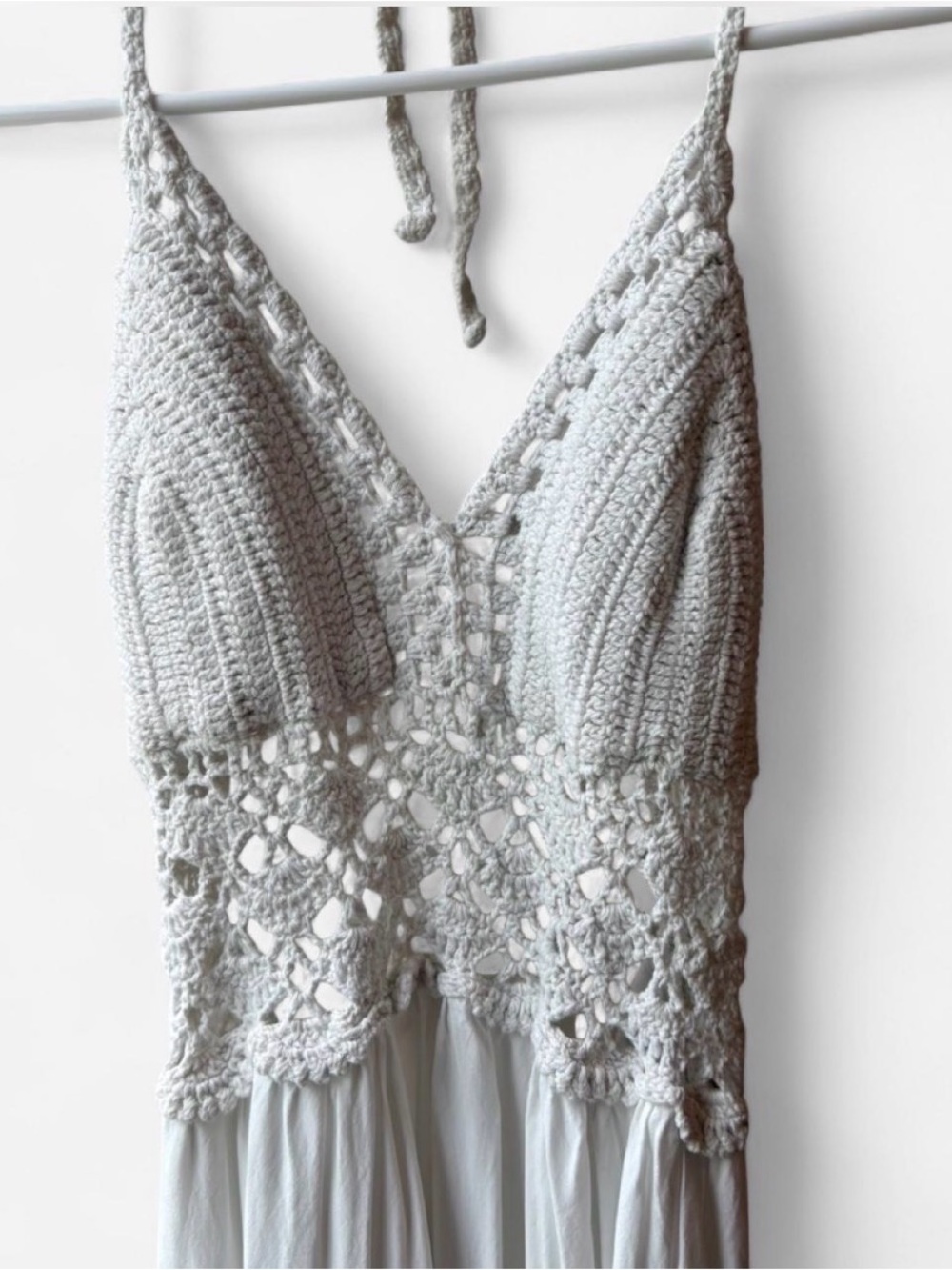 White Crochet Bodice Maxi Dress
